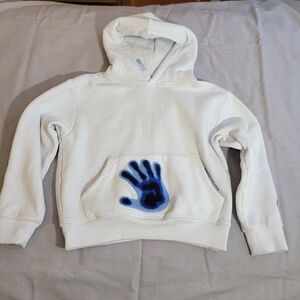 EMRZZZ Thermal Hoodie White/Blue Thick Boxy Cropped Unisex Lined Size‎ XS